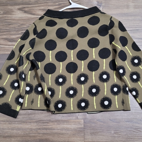 Art Deco Womens Patterned Cardigan Sweater Jacket S Black and Brown New - Picture 2 of 5